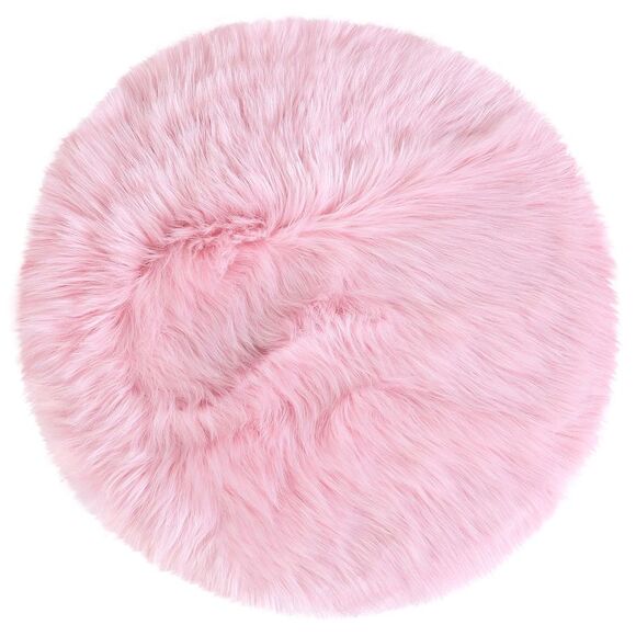 Faux Fur Round Rug Fluffy Area Rugs for Bedroom 3 x 3 Feet Light Pink - Picture 1 of 6